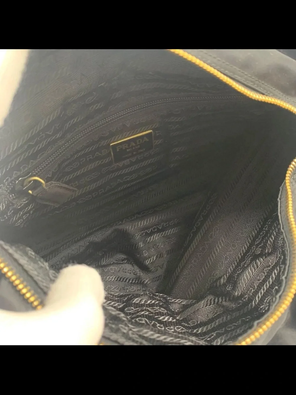 Prada Black Quilted Nylon Chain Tote